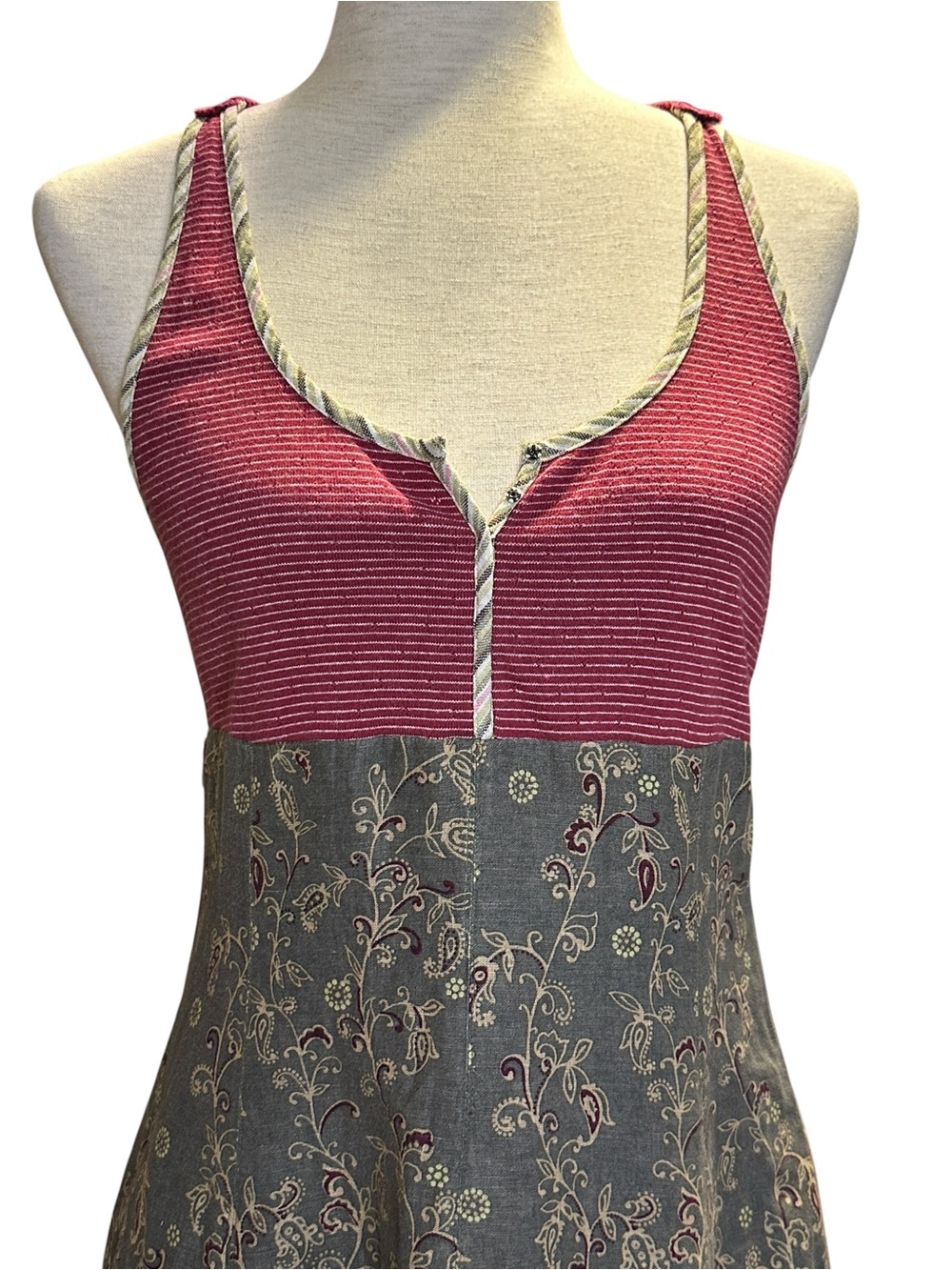 Free People Heartland Paisleys Mini Dress 8 Pink Gray Flowy Cottagecore Festival - Picture 3 of 11